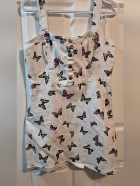 NOBO White Mini Dress with Multicolor Butterfly Print